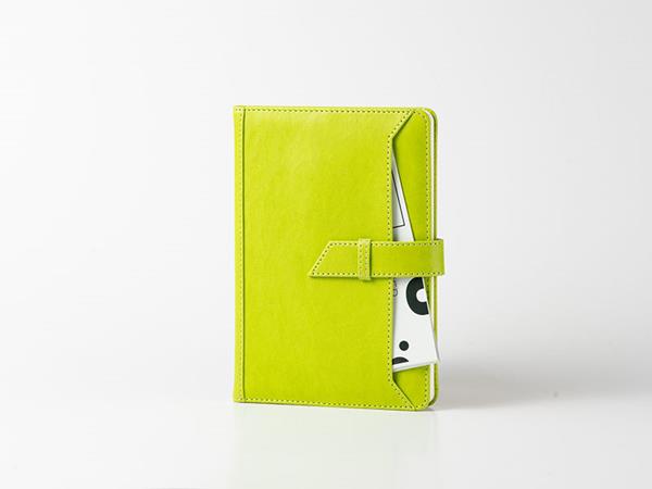 A5 PU Leather notebook, leather buckle, cover pocket, 80 dotted pages