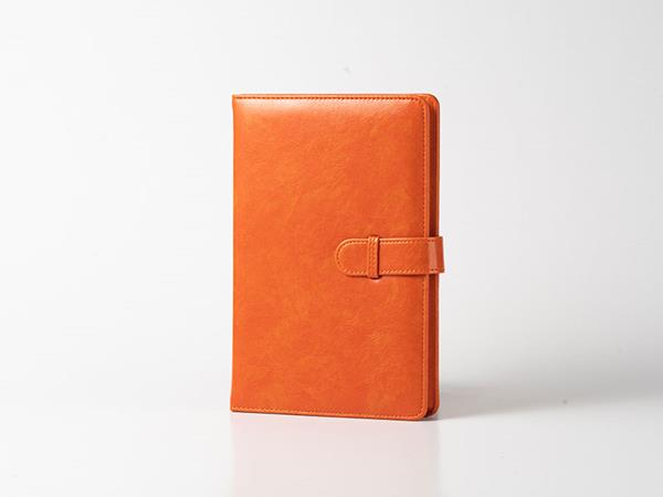 PU Leather black/orange notebooks, magnetic buckle, 80 squared pages 
