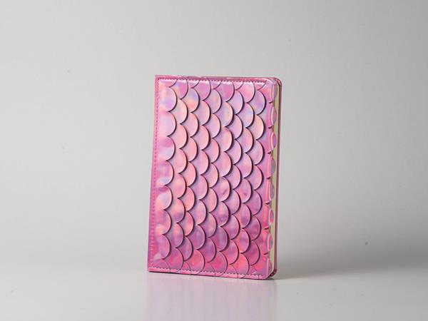 A5 Hardcover notebook, fish scale decorated leather cover