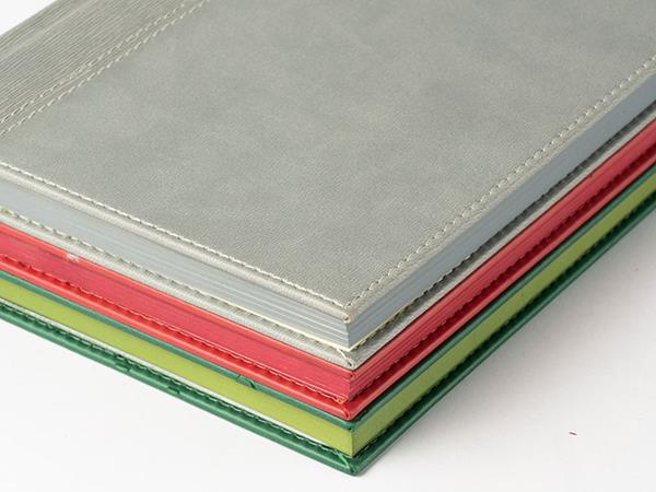 Patchwork leather notebooks, thermo PU leather spliced cover, color edge, 80 lined pages