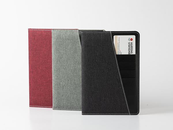 Patchwork leather notebooks, document pocket, card holder, 80 lined pages
